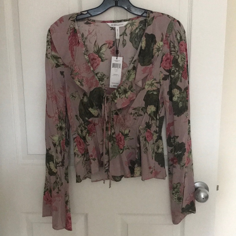 BCBG Ruffle Tie Top - Picture 2 of 6